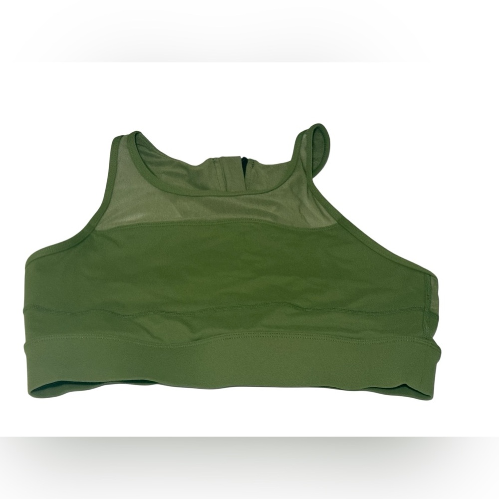 Zyia Active Womens Sports Bra Size Large Olive Green Zipper Pull Over